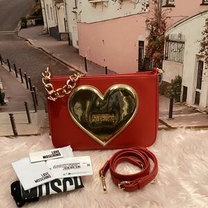Moschino Red Leather Shoulder Bag